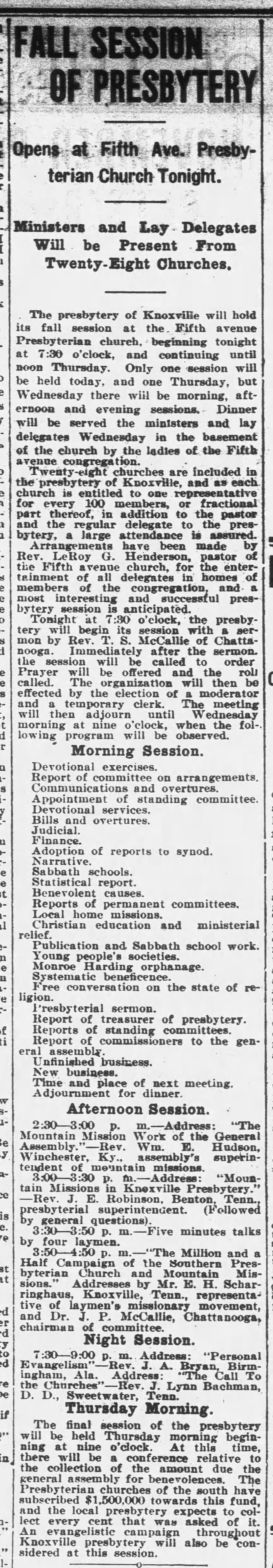 Personal Evangelism at Knoxville Presbytery